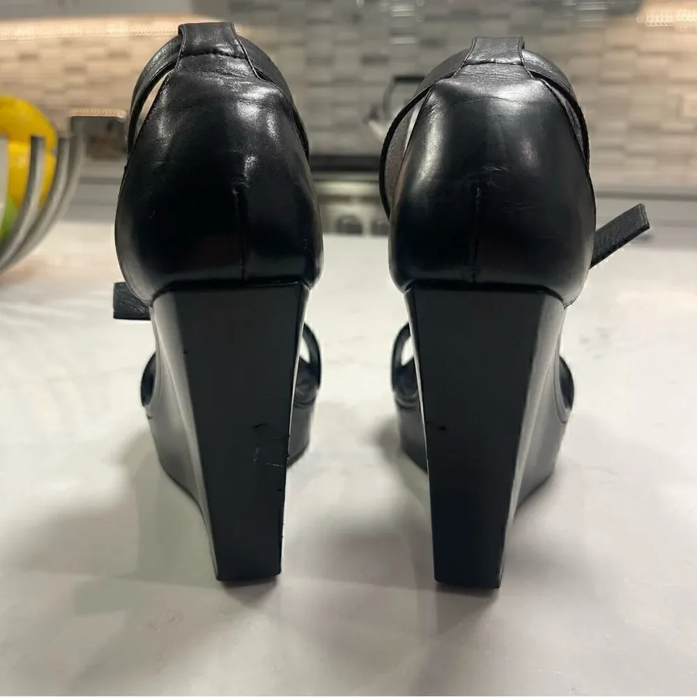 Saint Laurent Black Wedge Buckle Heel - Picture 11 of 14